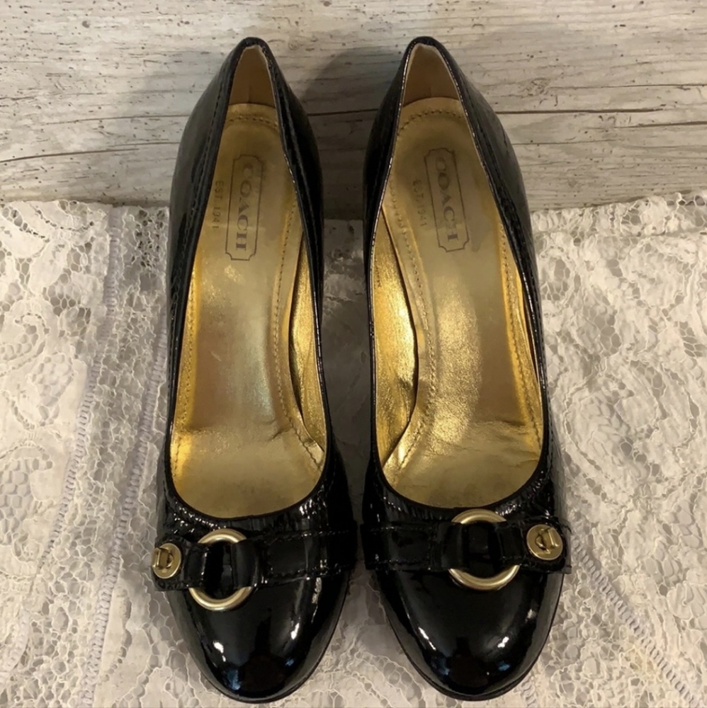 Coach Made in Italy Izzy Black Patent Leather 8.5